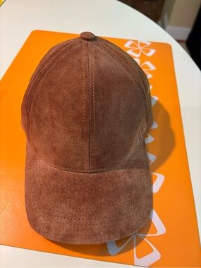 Emstate Brown Genuine Suede Leather Baseball Cap Hat Made In USA Like New